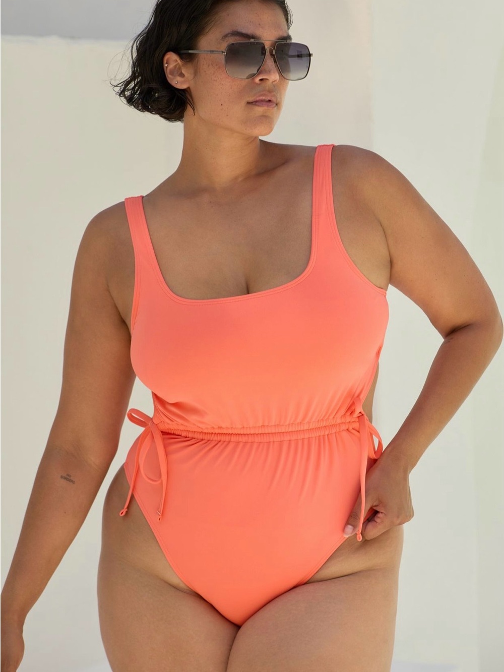 Hutch Coral Drawstring One-Piece Swimsuit